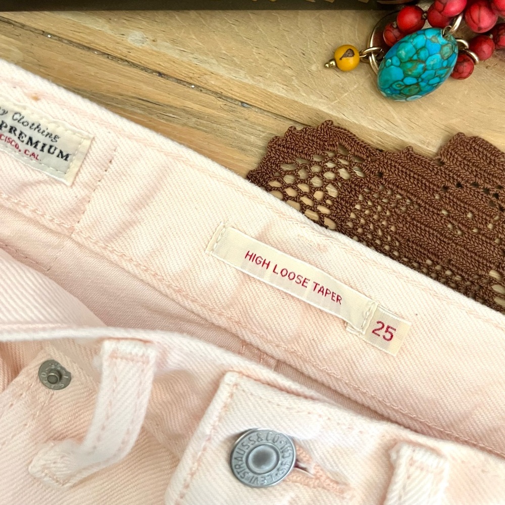 Levis premium palest peach high loose taper mom jeans 100% cotton modern vintage - Picture 4 of 10